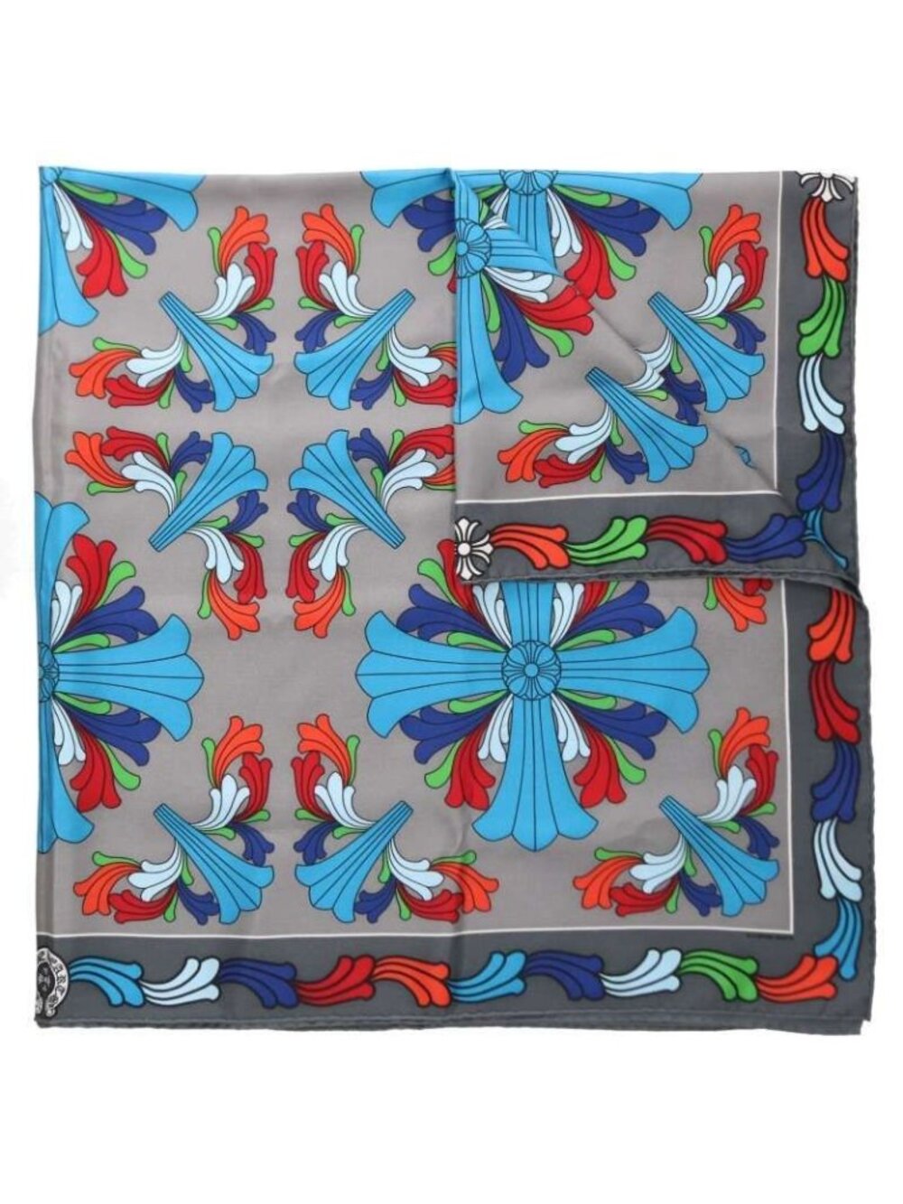Chrome Hearts Flrl Print Scarf Multi Floral Cross Silk